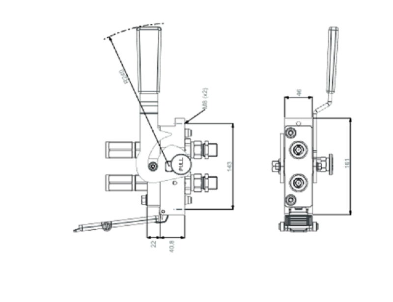 Multikuppler 2PC06-1 2x 12L  Schott Fixteil Hebel links